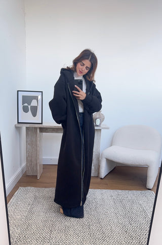 Black zip hoodie dress- naya - Fash Focused