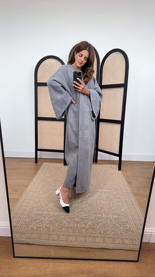 Aya Kimono Coatigan Grey open-front design for autumn winter layering