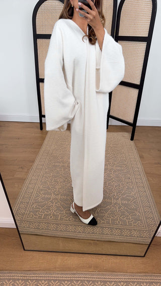 Aya Kimono Coatigan White open front relaxed silhouette perfect for autumn winter layering