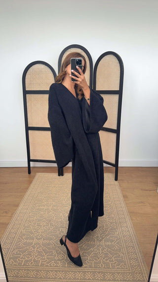 Aya Kimono Coatigan Black open-front design for autumn winter layering