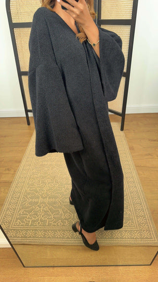 Aya Kimono Coatigan Black open-front design for autumn winter layering