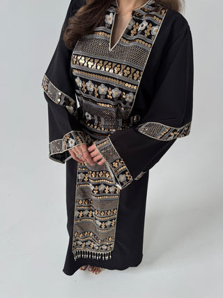 Black/ gold embellished kaftan - filal - Fash Focused