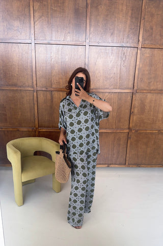 Olive chain print coord- monaco