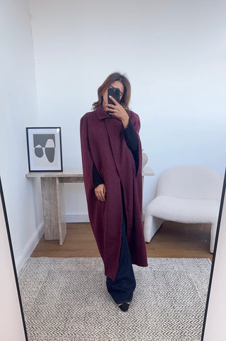 Wine cape coat- freya - Fash Focused