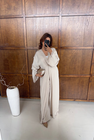 Cream two piece kimono set- amal - Fash Focused