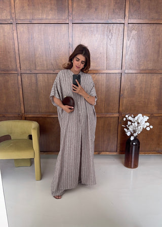 brown striped coord set- sancha