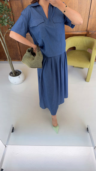 Two piece denim skirt set- Gina - Fash Focused