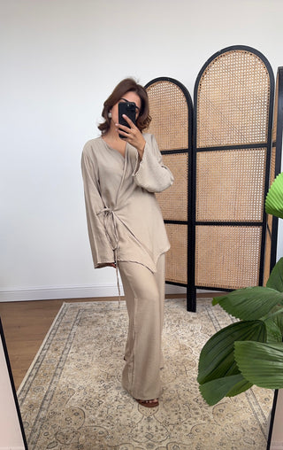 Taupe wrap coord- numa - Fash Focused