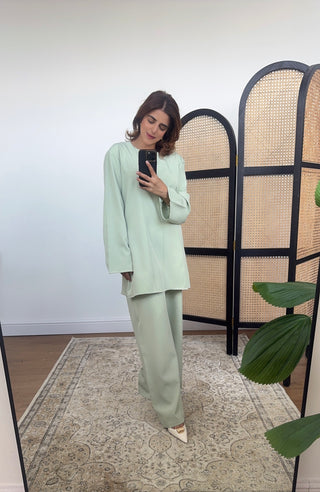 Sage minimal seam detail set- baya - Fash Focused