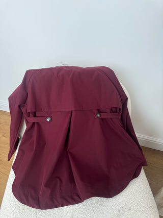 Burgandy short trench coat with zip-zoya - Fash Focused