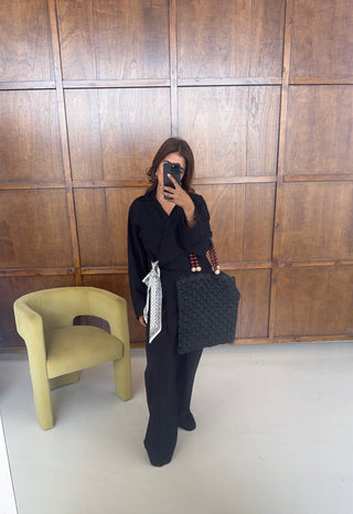 Black wrap over coord- Milan