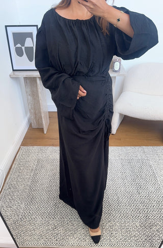 Black ruched dress- lyra - Fash Focused