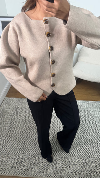 Cream button cardigan- sefa - Fash Focused