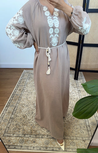 Nude cotton dress - yena - Fash Focused