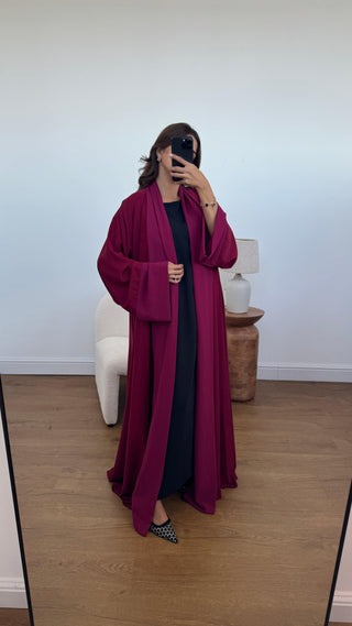 Open abaya Wine- Fariba - Fash Focused