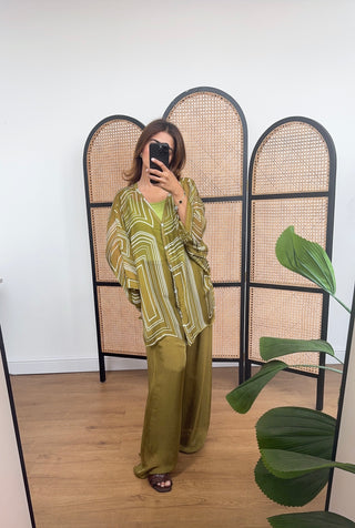 lime printed chiffon coord- naiz