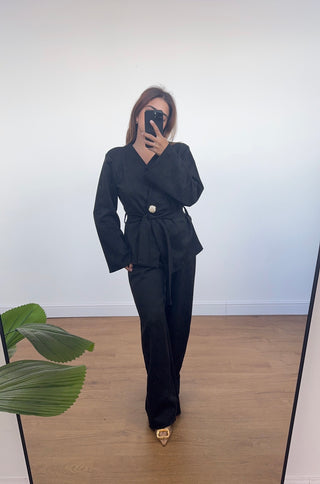 Black suede blazer two piece- eila - Fash Focused