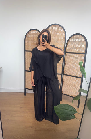 Black silk Assymetric coord- lali