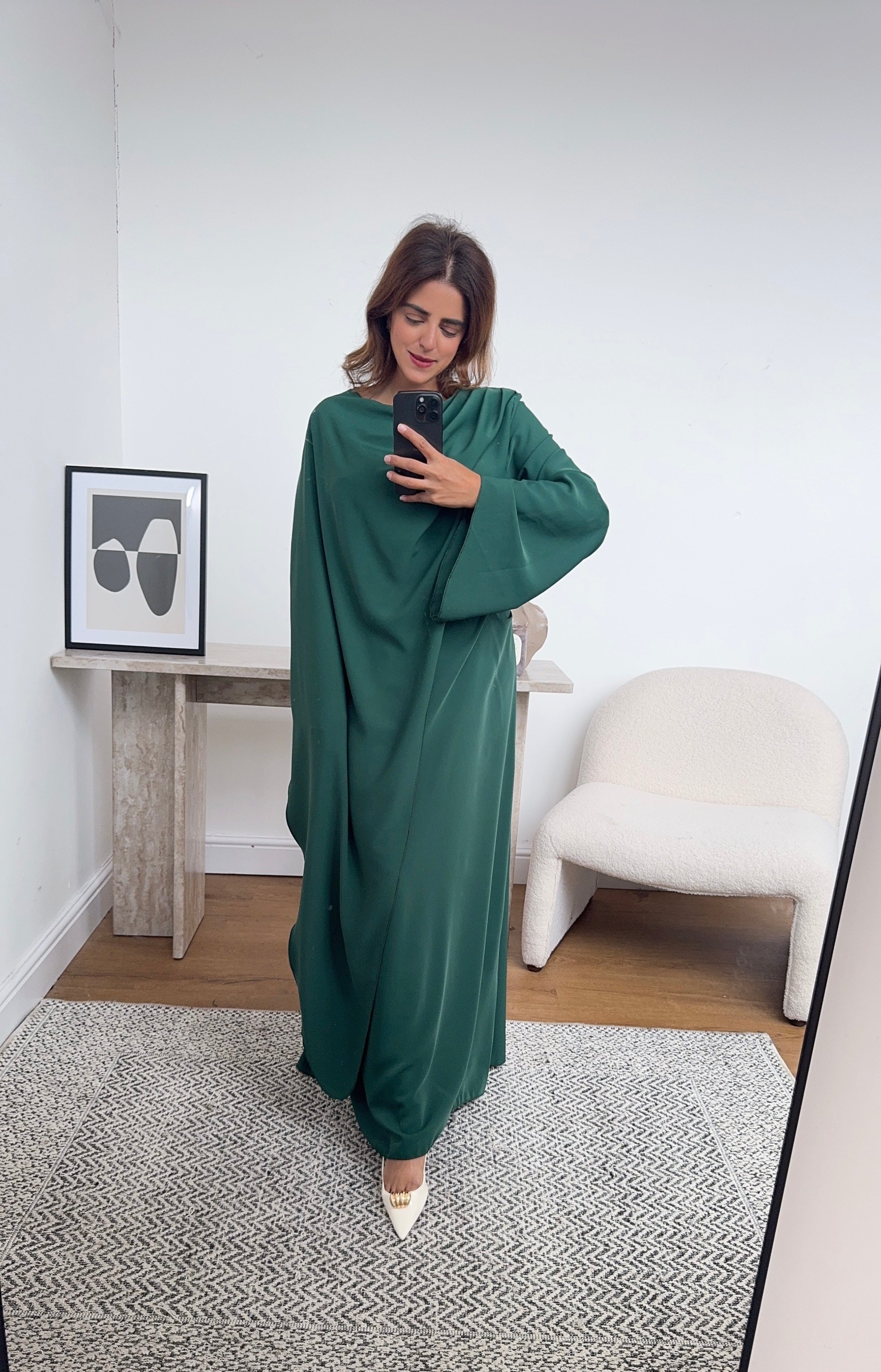 Emerald dress with drape scarf- zaria Emerald dress with drape scarf- zaria