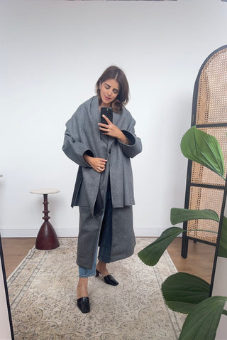 Charcoal coat with scarf- margot