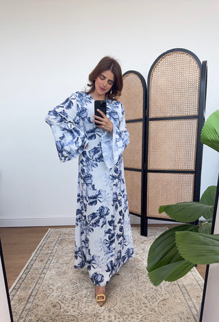 Navy floral printed dress- hana - Fash Focused