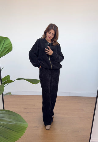 Black velvet zip coord - Reem - Fash Focused