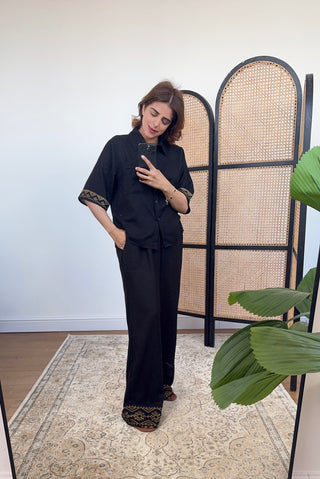 Black linen mix coord- bahi - Fash Focused