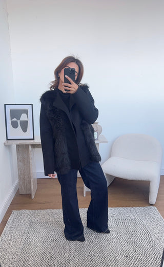 Black Faux fur cardigan - Briana - Fash Focused