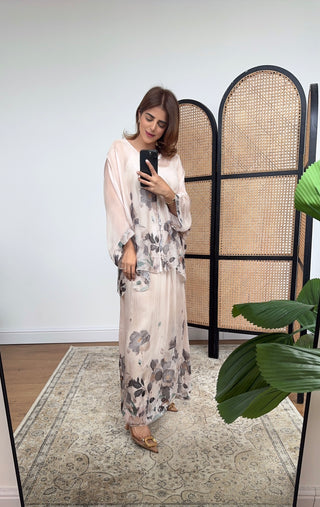 Black bloom silk skirt coord- viola - Fash Focused