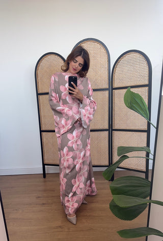 Pink floral tie back dress- asi
