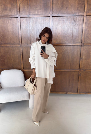 Ivory scarf attached top- ayla