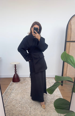 Black belted jacket- elise