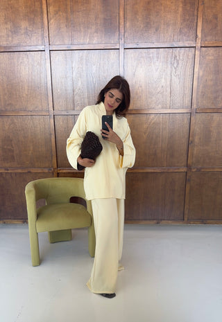 Butter yellow coord with mandarin collar- mila