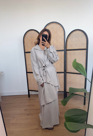 Taupe skirt set- terra