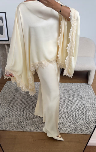 Ivory satin lace two piece- luna