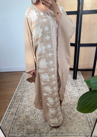 Nude embroidered kaftan - layla - Fash Focused