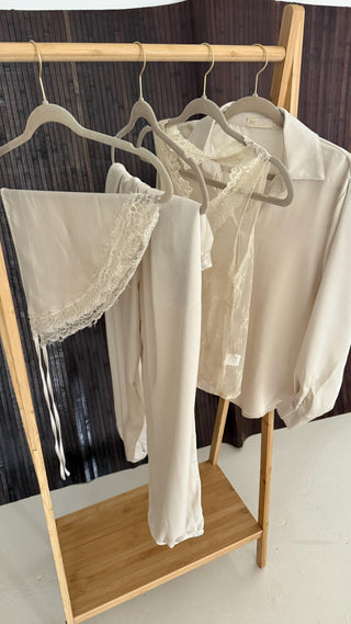 Ivory four piece lace wrap coord- catia
