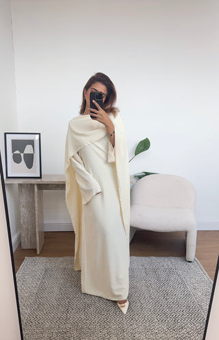 Ivory pearl cape dress- sisi