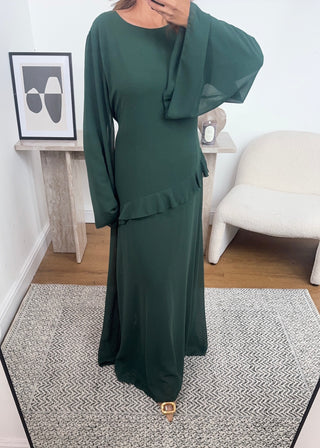 emerald chiffon maxi dress- bria - Fash Focused