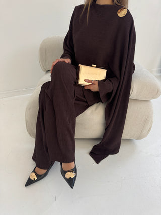 Coco scarf coord with gold brooch- imani - Fash Focused