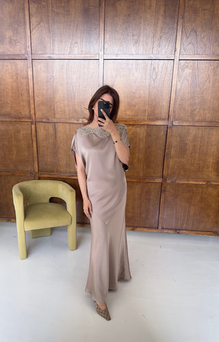 Taupe luxe skirt coord- diana - Fash Focused