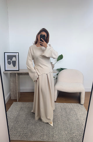 Cream pearl skirt coord- leta - Fash Focused