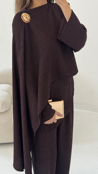 Coco scarf coord with gold brooch- imani - Fash Focused