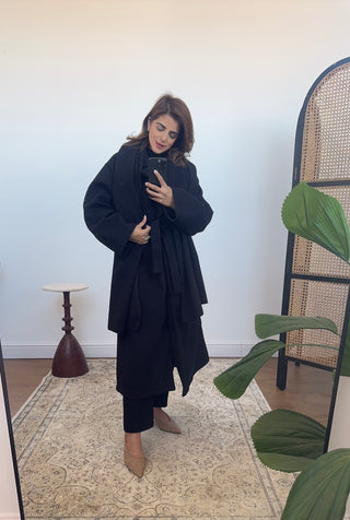 Black coat with scarf- margot