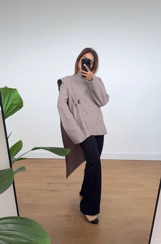 Taupe scarf jacket - enve - Fash Focused