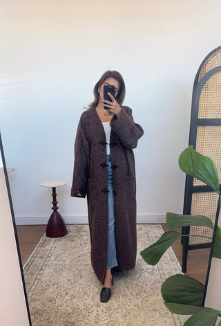 Coco textured maxi coat- Noelle