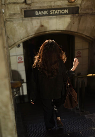 Black denim jacket with corduroy collar- Kaya - Fash Focused