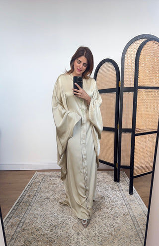 Green butterfly kaftan with beadwork- ayma - Fash Focused