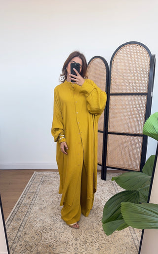 Mustard two piece dress set- taya - Fash Focused