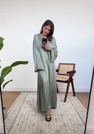 Long satin dress Sage - Vana - Fash Focused